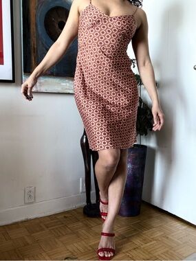 GAP Red Patterned Spaghetti-Strap Mini Dress